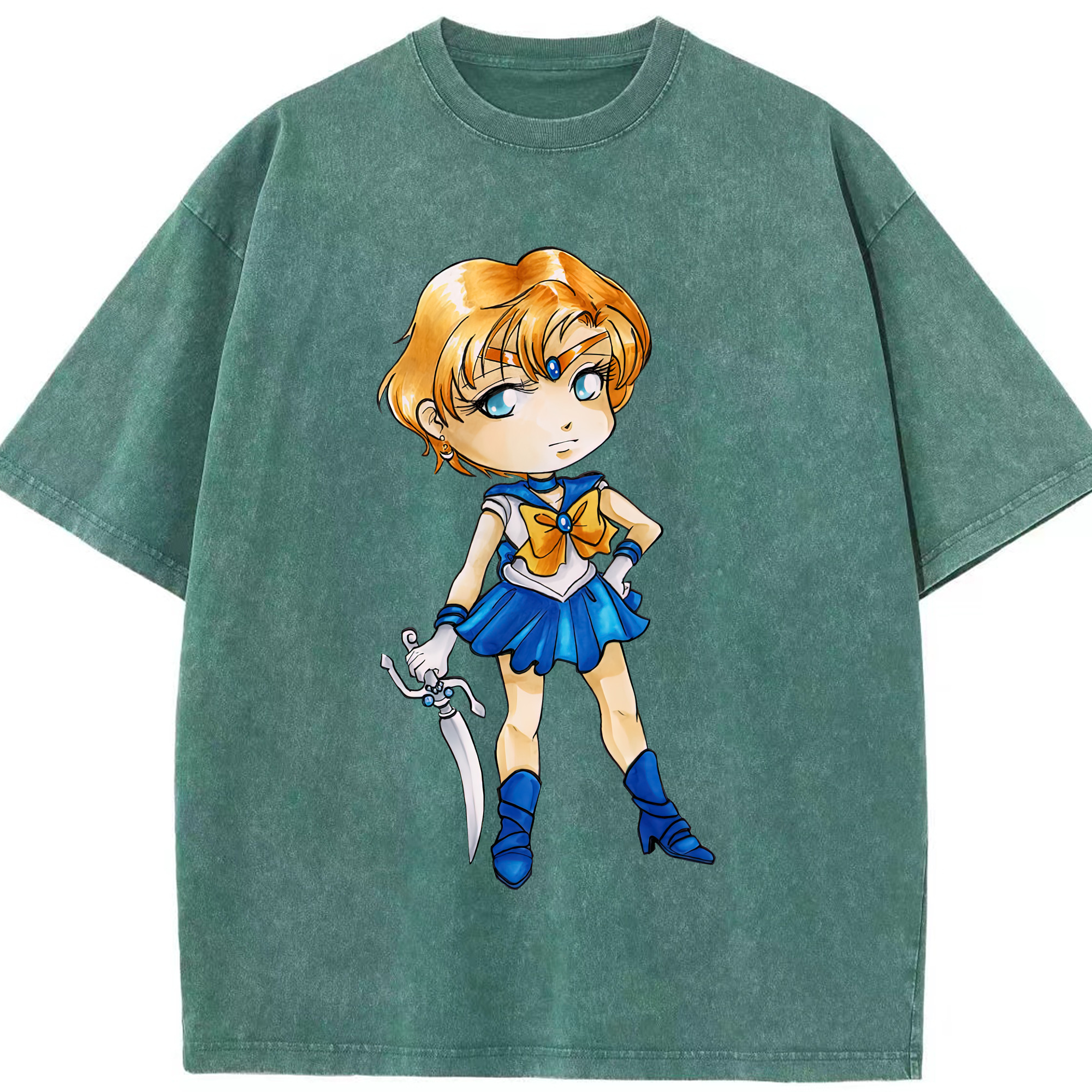 （画像用） 美少女戦士セーラームーン 天王はるか Sailor Moon Tenoh Haruka 綿100% ヴィンテージ風 半袖Tシャツ（フロントプリント）
